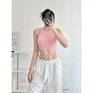 Áo Croptop Cổ V Buộc Dây Mặc 3 kiểu A021