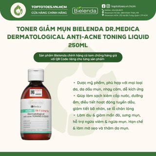 Toner Bielenda Dr Medica Anti-acne Dermatological Toning Liquid làm sạch sâu & dịu da, giảm mụn, kiềm dầu nhờn 250ml