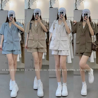 Set áo vest trơn basic cộc tay kèm quần short dày dặn