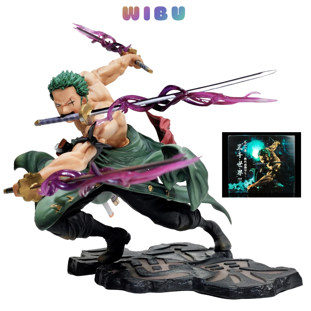 Mô hình One Piece Zoro 3000 thế giới có 2 đầu 3 vòng hắc kiếm cao 21cm nặng 800gram bản cao cấp , figure mô hình anmie