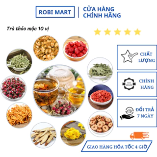 Trà thảo mộc 10 vị robimart giúp ngủ ngon, thanh nhiệt, đẹp da, đẹp dáng - gói 0.5kg, 1kg