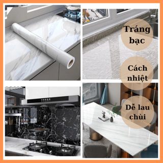 Giấy dán bếp vân đá chống dầu mỡ chịu nhiệt, decal giả đá khổ 60x1m chất liệu pvc bóng