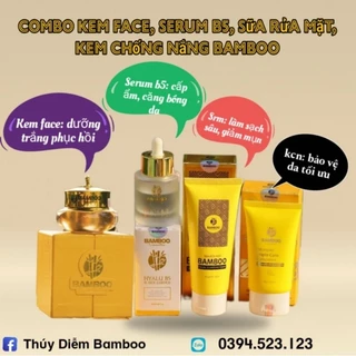 Combo Kem Face,Serum B5,Kem Chống Nắng và Sữa Rửa Mặt Bamboo