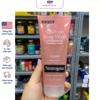 Sữa rửa mặt giảm mụn, tẩy tế bào chết Neutrogena Oil Free Acne Wash Pink Grapefruit - EDS Hàng Mỹ