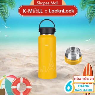 Bình giữ nhiệt LocknLock 897ml Riga Tumbler LHC4160 Màu Vàng, có khay lọc trà, quai xách - K-MALL