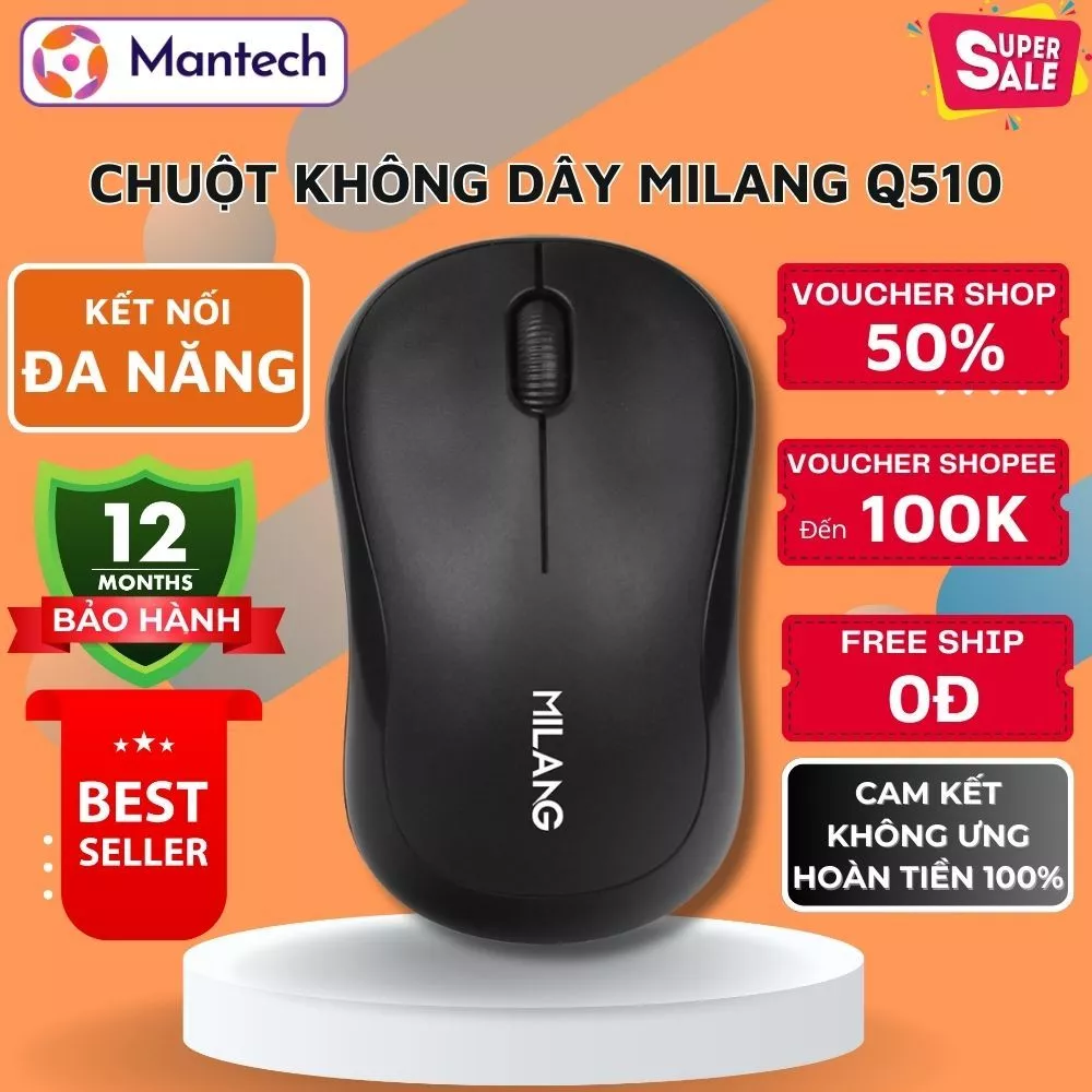 Chuột Không Dây Máy Tính Q510 MINI Nhỏ Gọn Pin Lithium Siêu Trâu Dùng Văn Phòng Kết Nối Pc Laptop
