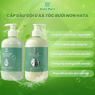 Cặp dầu gội, ủ tóc bưởi non HATA 500ml, combo dầu gội dầu xả giúp tóc mềm mại, óng mượt, hỗ trợ giảm gàu