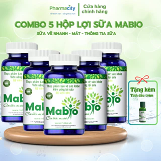 Combo 5 Hộp Lợi Sữa Mabio - Giúp sữa về nhanh chóng, sữa đặc và mát, thông tắc tia sữa (Hộp 60 Viên)