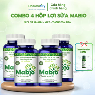 Combo 4 Hộp Lợi Sữa Mabio - Giúp sữa về nhanh chóng, sữa đặc và mát, thông tắc tia sữa (Hộp 60 Viên)