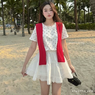 Chân váy mini form xoè cạp chun phối ren phong cách ulzzang HAVANA CV218