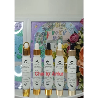 vỏ chai chiết serum, CHAI THỦY TINH 10ML SƠN TRẮNG ĐẦU BÓP IN SẴN - chữ đen