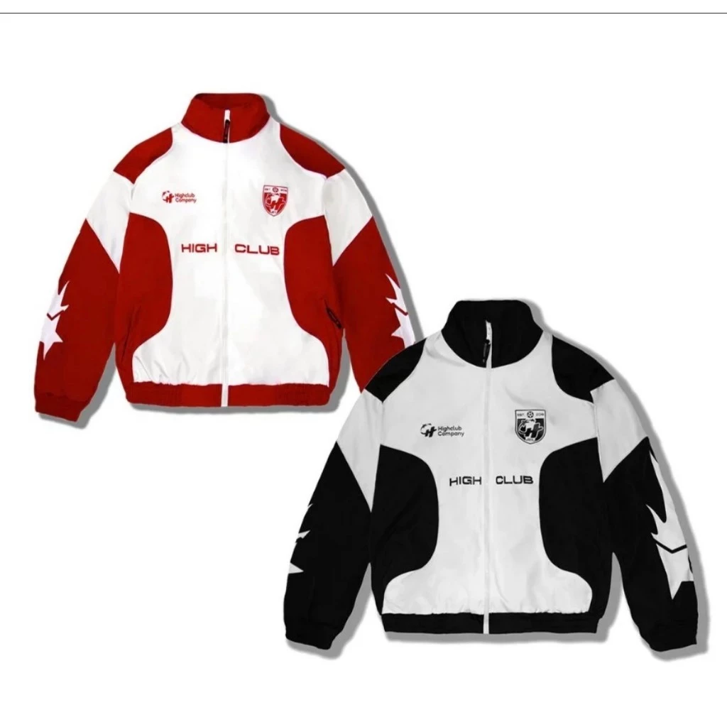 Áo Khoác Dù Gió HIGH CLUB Phối Màu  2 Lớp - Áo Bomber Bóng Chày Có Khoác kéo Zip Nam Nữ Mặc - Thu Đông - Jacket Đen , Đỏ