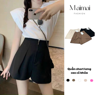 Quần short lưng cao có khóa maimaifashion