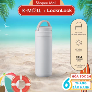 Bình giữ nhiệt LocknLock 475ml Metro Two Way LHC4274 màu trắng, thép không gỉ, có quai xách - K-MALL