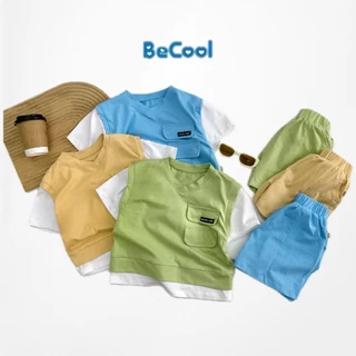 Bộ Cộc Tay Phối Màu BECOOL, Bộ Cộc Tay Chất Cotton Phối Màu Cho Bé Từ 10-28Kg