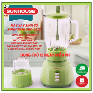 (Có voucher giảm giá) Máy xay sinh tố Sunhouse SHD5112, công suất lớn xay đá, thịt, rau củ quả, bh 1 đổi 1