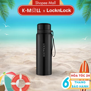 Bình giữ nhiệt LocknLock 800ml Vacuum Bottle LHC6180BLK Có khay lưới lọc trà, dây treo xách - K-MALL