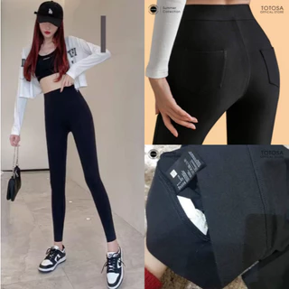 Quần legging nữ AUTHENTIC TOTOSA SHOP có 4 túi chất vải Cotton loại 1 co dãn 4 chiều mềm thoáng dễ chịu