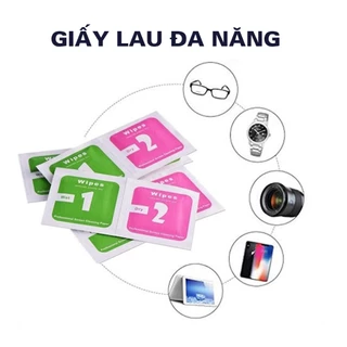 HÀNG TẶNG  bộ giấy lau dán cường lực (khăn Khô - Ướt) - Dùng vệ sinh mặt kính,vệ sinh điện thoại,laptop