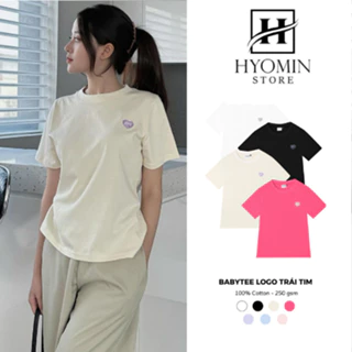 Áo babytee trơn nhiều màu thêu logo trái tim mẫu mới hyominstore