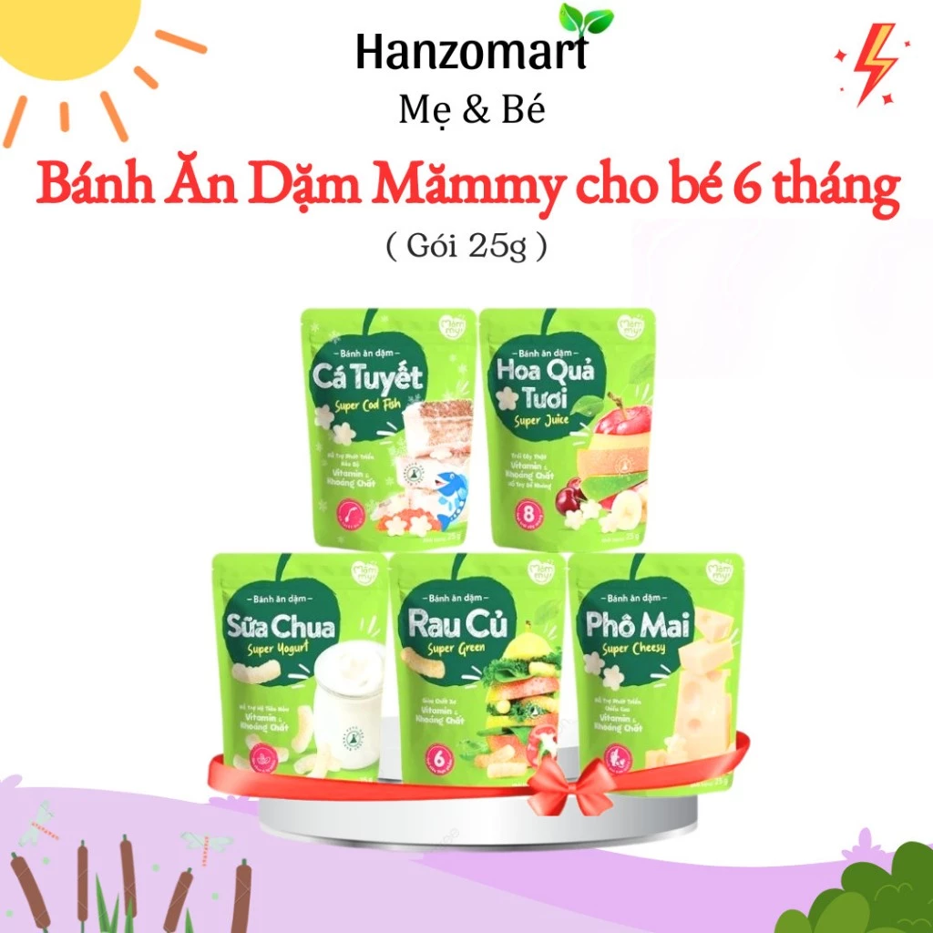 Bánh ăn dặm Mămmy bổ sung thêm chất dinh dưỡng cho bé từ 6 tháng, nhiều vị cho mẹ lựa chọn hanzomart