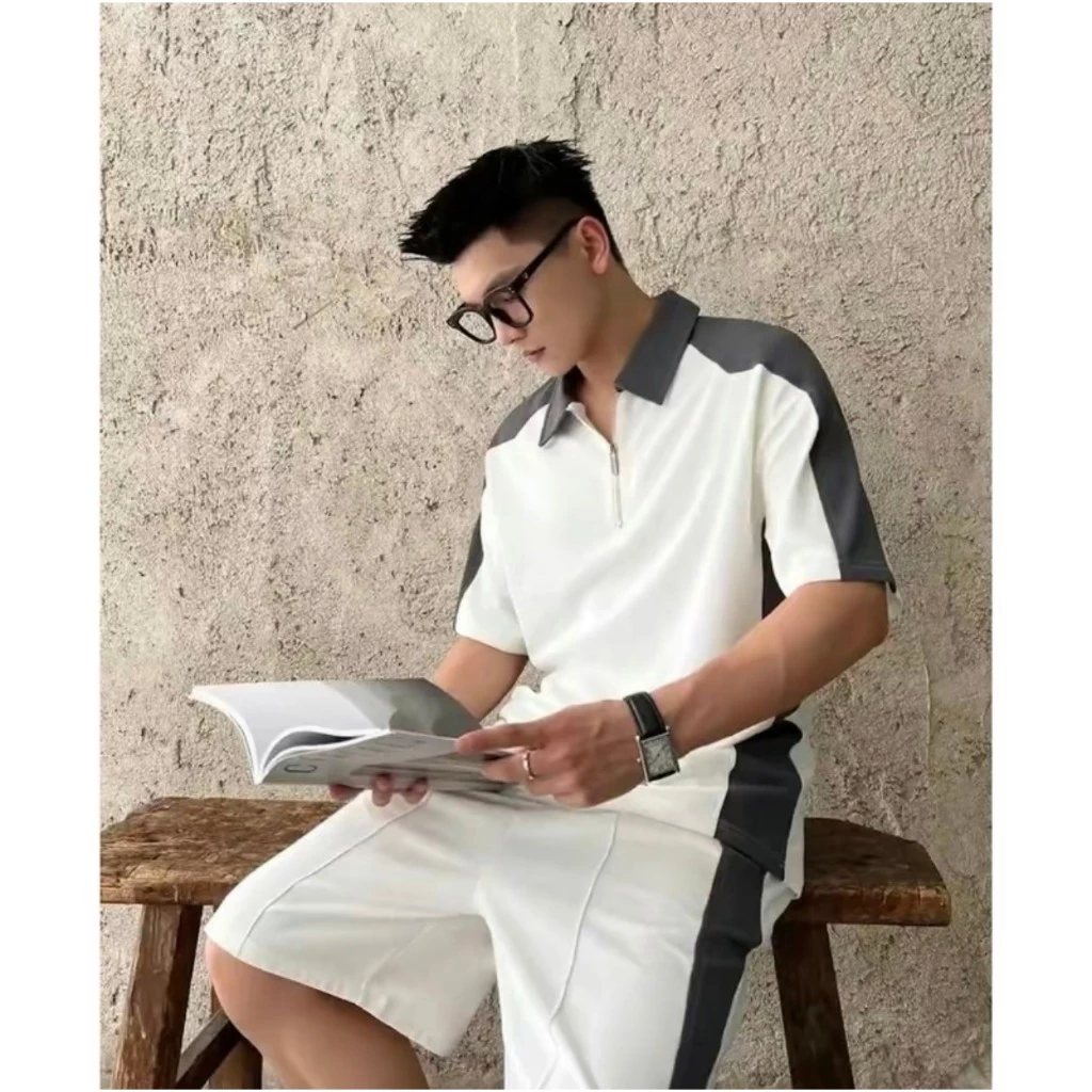 Bộ Polo Nam Đẹp Cao Cấp Phối Màu Thời Trang Chất Vải Cá Sấu Co Giãn Thoải Mái
