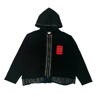 HUNTERACE HOODIE ZIP 777 Size : M/L Color : Black Form : Boxy