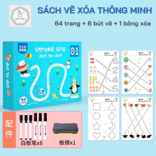 [Tặng oto hợp kim] Sách tập viết tập tô vẽ thông minh xóa được 64 trang khổ rộng TẶNG 6 BÚT cho bé-Tôm Store