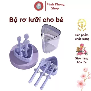 Bộ Bàn Chải Silicon Và Rơ Lưỡi Cho Bé, Set Rơ Lưỡi Cho Bé 0-18 Tháng Tuổi, Bàn Chải Đánh Răng Cho Bé