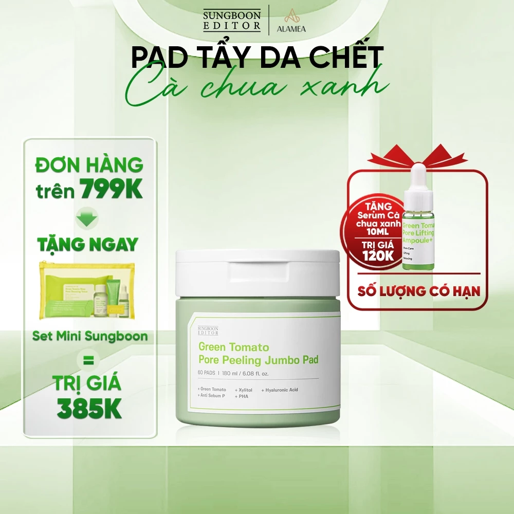 [HÀN QUỐC CHÍNH HÃNG] Pad Tẩy Da Chết Cà Chua Xanh SUNGBOON GREEN TOMATO PORE PEELING JUMBO PAD 180ML