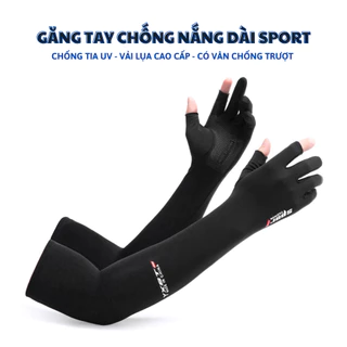 Găng Tay Chống Nắng Nam Nữ Dài SPORT Xỏ Hở Ngón Chống Tia UV, Bao Tay Ống Tay Lái Xe Máy Chống Trượt