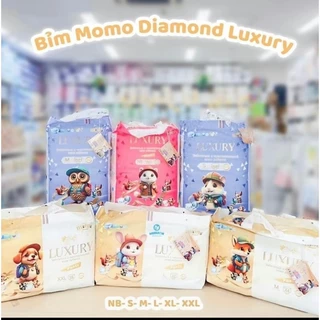 Tã/Bỉm MOMO DIAMOND LUXURY Đủ size NB58/S58/Md52/Mq44/L42/XL40/XXL38