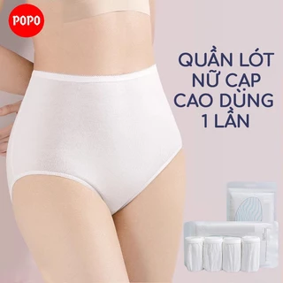 Quần lót nữ cạp cao 100% cotton dùng 1 lần POPO, 2 lớp đáy an toàn, dùng đi du lịch, mẹ bầu đi sinh