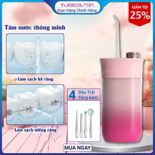 Máy tăm nước cầm tay mini cao cấp Lescolton vệ sinh răng miệng, làm sạch sâu, loại bỏ các mảng bám kẽ răng