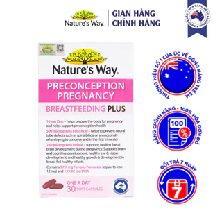 Viên Uống Bổ Sung Vitamin Tổng Hợp Cho Bà Bầu Nature's Way PreConception Pregnancy Breastfeeding Plus – Hộp 30 Viên