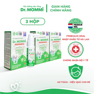 Combo 3 hộp Xịt chống sâu răng Dr. Mommi, ngừa sâu sún răng, hôi miệng, sạch mảng bám cho bé từ 1 tuổi