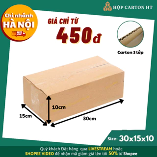 Hộp carton đóng hàng 30x15x10 đựng giày dép, phụ kiện đồ gia dụng giá rẻ - Hộp Carton HT