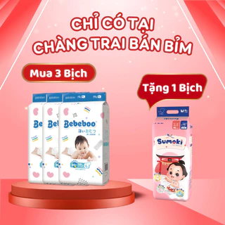 [ 3 Bịch Bebeboo Tặng 1 Bịch Sumoki ] Tã Bỉm Bebeboo Nhật Bản size NB80/S70/M60/L50/XL46/XXL42/XXXL40 mỏng thoáng