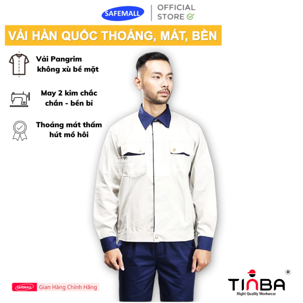 Quần áo bảo hộ lao động kỹ sư cao cấp Tinba vải pangrim Hàn Quốc thoáng mát không nhăn không xù - SAFEMALL