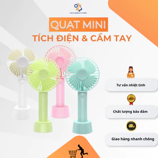 Quạt Mini tích điện cầm tay có Đế để bàn, Pin, Dây sạc đi kèm tốc độ gió N9