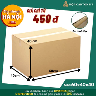 Thùng carton chuyển nhà 60x40x40 thùng giấy đóng hàng size to đựng hàng hóa giá rẻ - Hộp carton HT