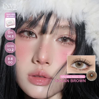 Lens 14.2 0-8 Độ ENVIE Lens Kính Contact Lens Đeo Mắt Dãn To Tròn Áp Tròng Không Cận Loạn Màu Nâu Tự Nhiên Ocean Brown