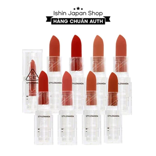 (Có bill Hàn) Son thỏi 3CE SOFT MATTE LIPSTICK mịn mượt, nhẹ môi, bám màu tốt 3.5G Vỏ Trong