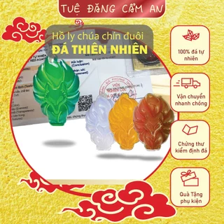 Dây Chuyền Đ.á Hồ Ly Chúa Phong Thủy M.ã Não/lam ng.oc Tự Nhiên DIY Cầu Tìn.h Duyên & Tr.í Tu.ệ - Kèm Giấy Kiểm Định