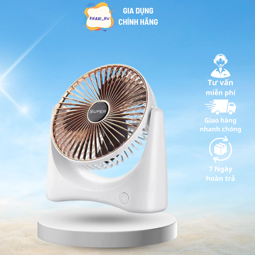 Quạt Mini Tích Điện Để Bàn, Quạt Tích Điện Để Bàn 3 Chế Độ Gió Nhỏ Gọn Sạc USB Tiện Lợi ( Chính Hãng )