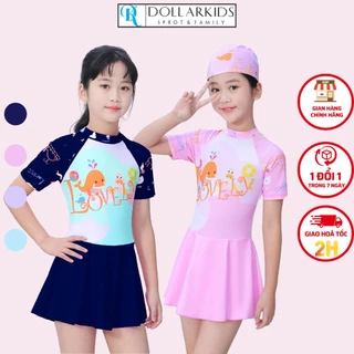 Đồ Bơi Bé Gái,Đồ Bơi Liền Thân Hoạ Tiết Dễ Thương Cho Bé Từ 10kg Đến 49kg Hãng DOLLARKIDS