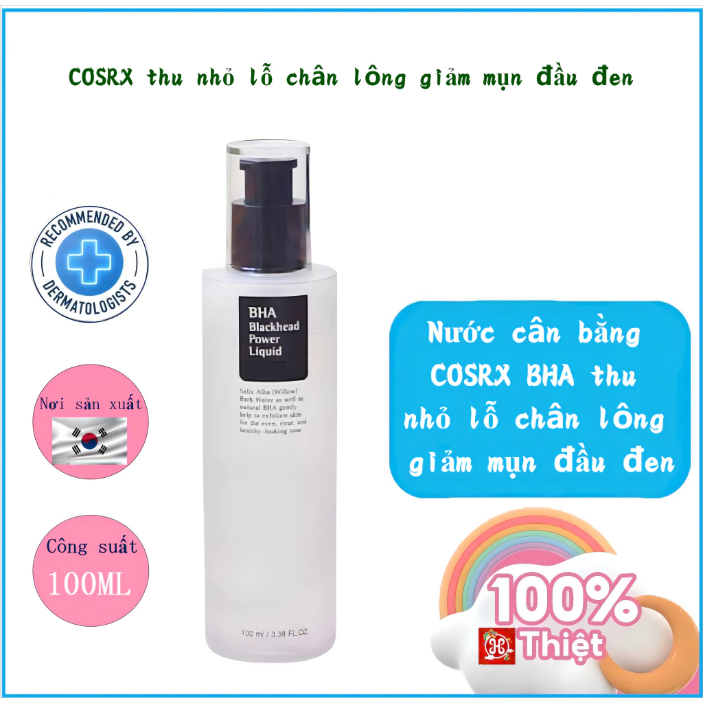 Nước cân bằng COSRX BHA Blackhead Power Liquid thu nhỏ lỗ chân lông giảm mụn đầu đen 100ml