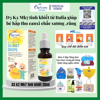 Vitamin D3 K2 tinh khiết Italia Avisure D3MK7 giúp bé cao lớn, ngủ ngon 20ml Date mới