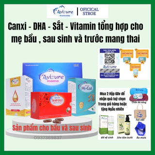 Trọn bộ sắt canxi DHA Vitamin tổng hợp cho bà bầu thế hệ mới Avisure cho bà bầu, trước bầu, cho con bú 60 viên Date mới