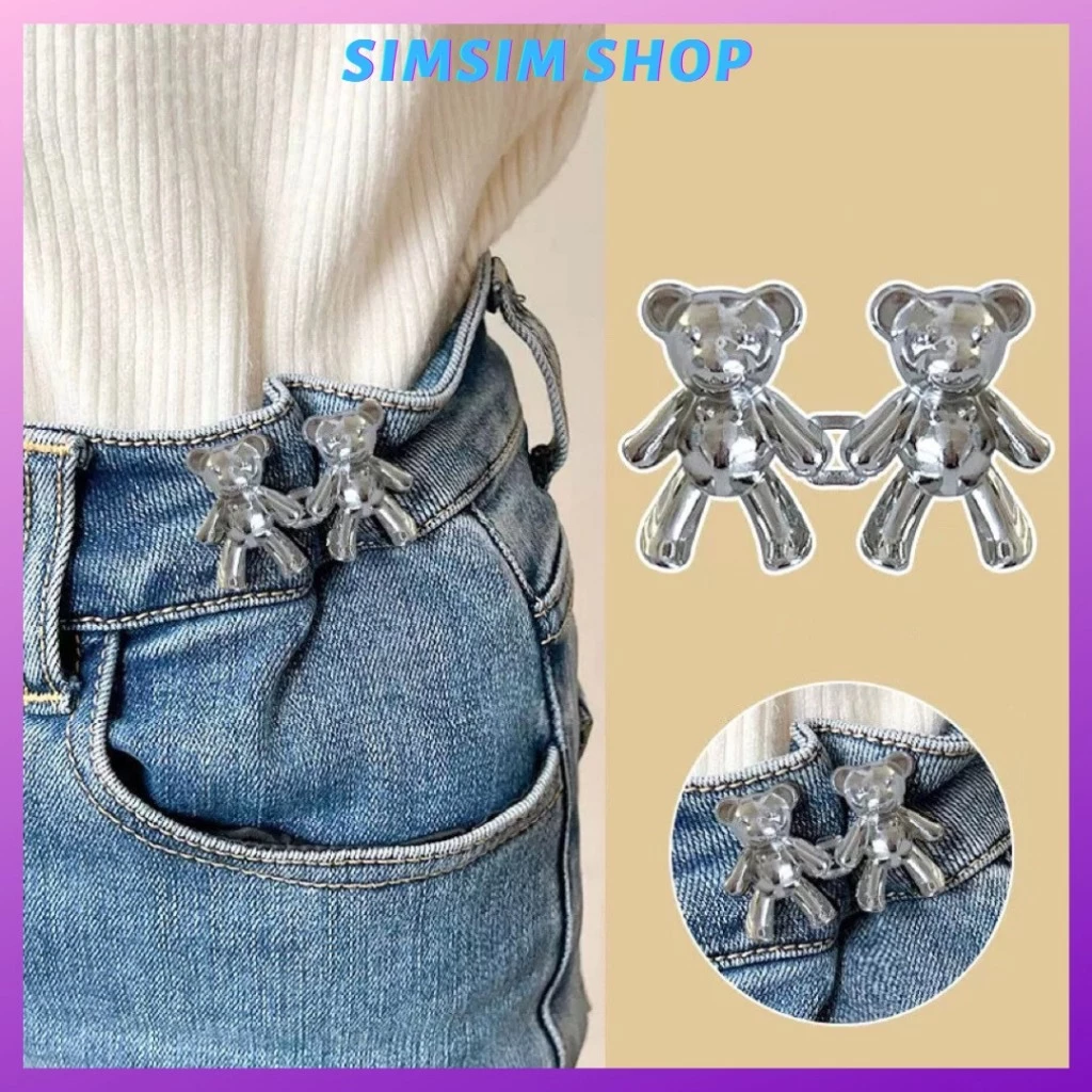Ghim Cài Quần Hình Gấu Dễ Thương Cho Quần Jean thô , Phụ Kiện Nút Thắt Lưng Quần áo Gấu sao hoa